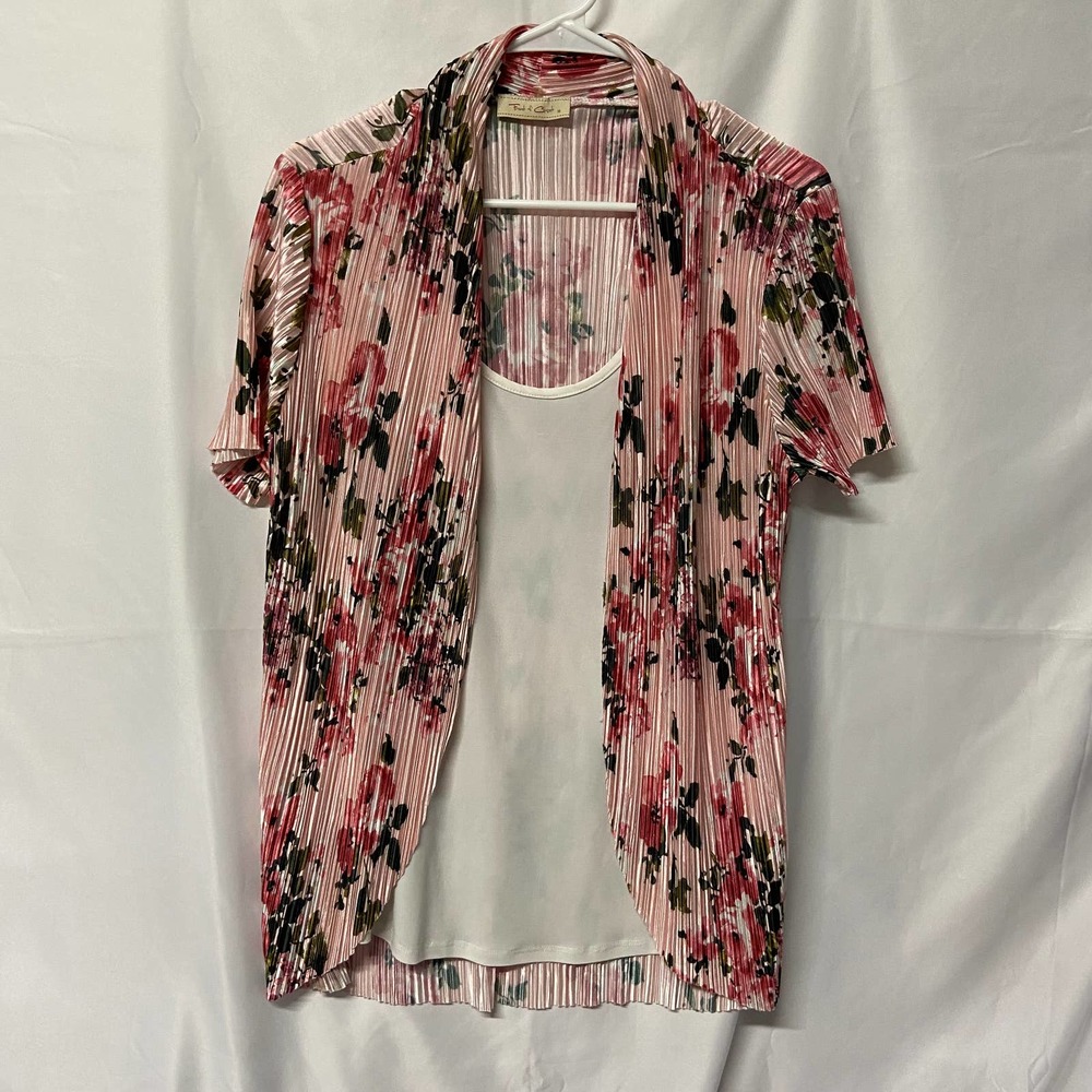 Front of Closet Top Blouse Mock Layer Open Cardigan Style 1469T Size M